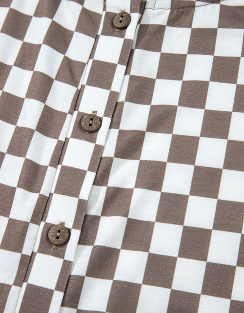 Load image into Gallery viewer, Checkered Print Crew Neck Wide Leg Jumpsuit
