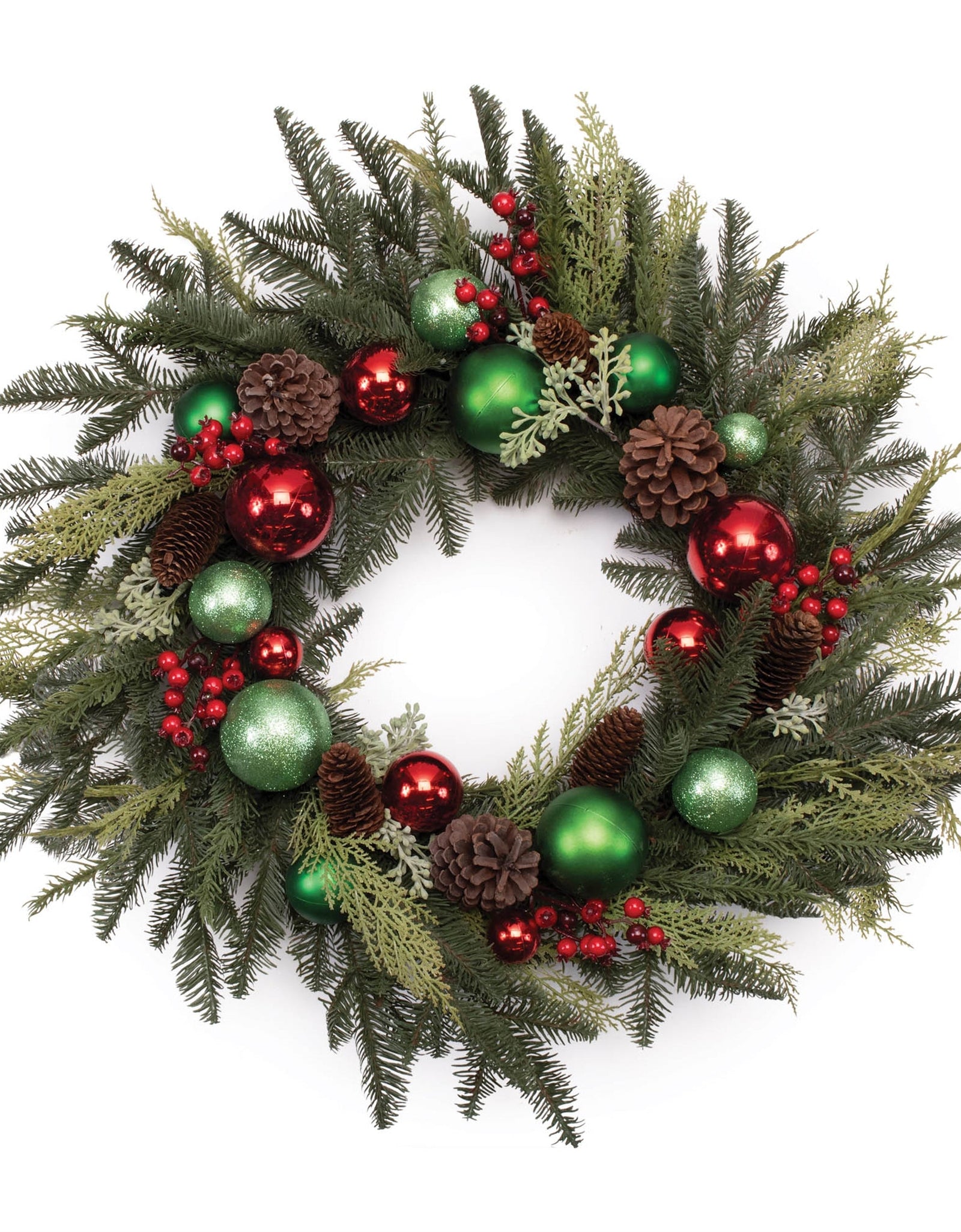 Mixed Pine Ornament and Pincone Wreath 28"D