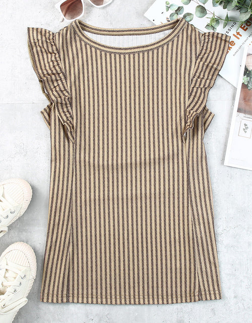 Load image into Gallery viewer, Striped Flutter Sleeve Tank
