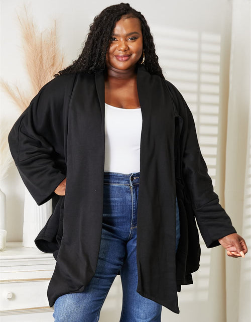 Load image into Gallery viewer, HEYSON Full Size Open Front Cardigan with Scarf Design
