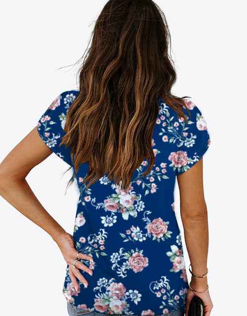 Load image into Gallery viewer, Printed Petal Sleeve V-Neck Blouse
