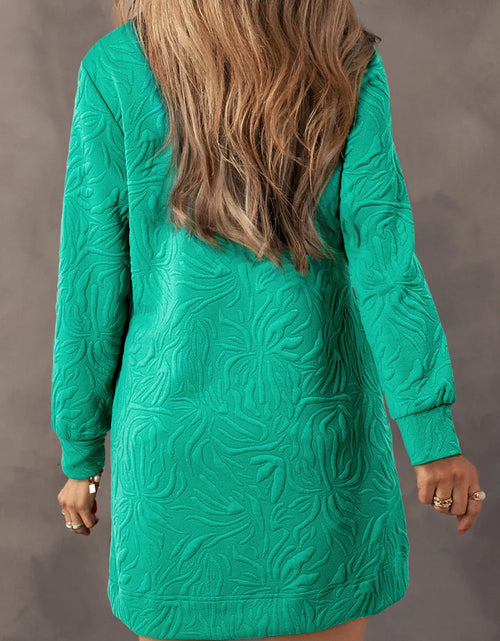Load image into Gallery viewer, Texture Quarter Zip Long Sleeve Mini Dress
