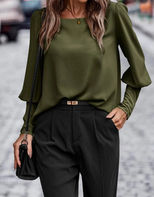 Load image into Gallery viewer, Round Neck Lantern Sleeve Blouse
