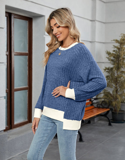 Load image into Gallery viewer, Contrast Trim Round Neck Long Sleeve T-Shirt
