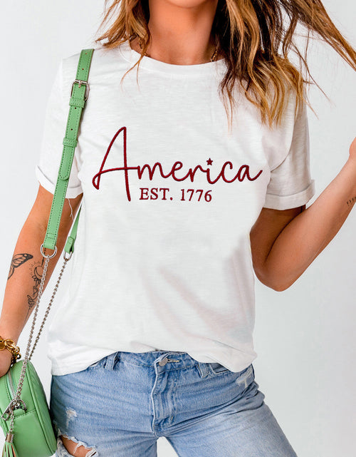 Load image into Gallery viewer, Letter Graphic Round Neck Short Sleeve T-Shirt
