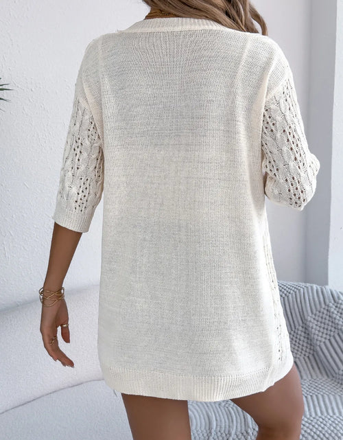 Load image into Gallery viewer, Openwork Open Front Half Sleeve Cardigan
