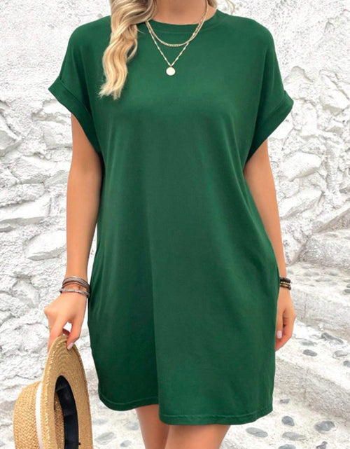 Load image into Gallery viewer, Pocketed Round Neck Short Sleeve Dress
