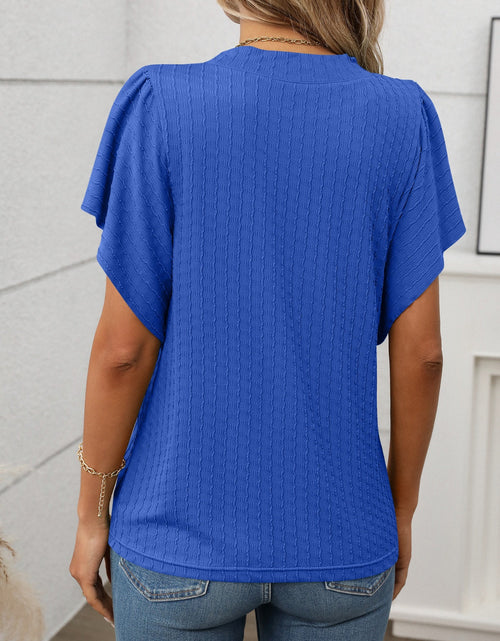 Load image into Gallery viewer, Round Neck Flutter Sleeve T-Shirt
