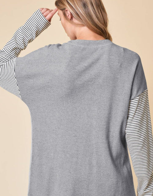 Load image into Gallery viewer, Open Front Long Sleeve Striped Cardigan with Pockets
