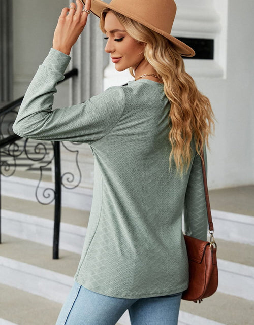 Load image into Gallery viewer, Notched Neck Long Sleeve Buttoned Blouse
