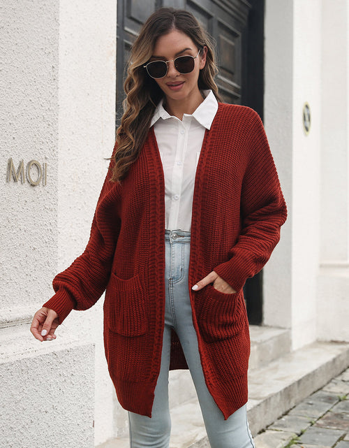 Load image into Gallery viewer, Open Front Rib-Knit Cardigan with Pockets
