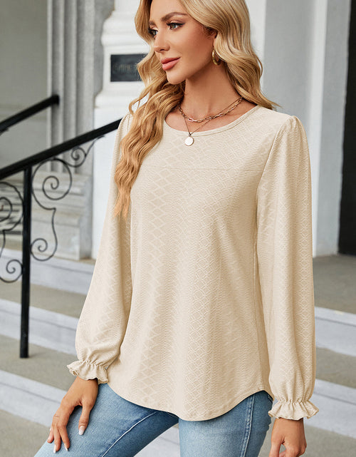 Load image into Gallery viewer, Round Neck Flounce Sleeve T-Shirt
