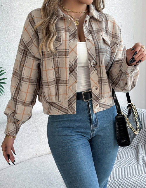 Load image into Gallery viewer, Plaid Button Up Long Sleeve Jacket
