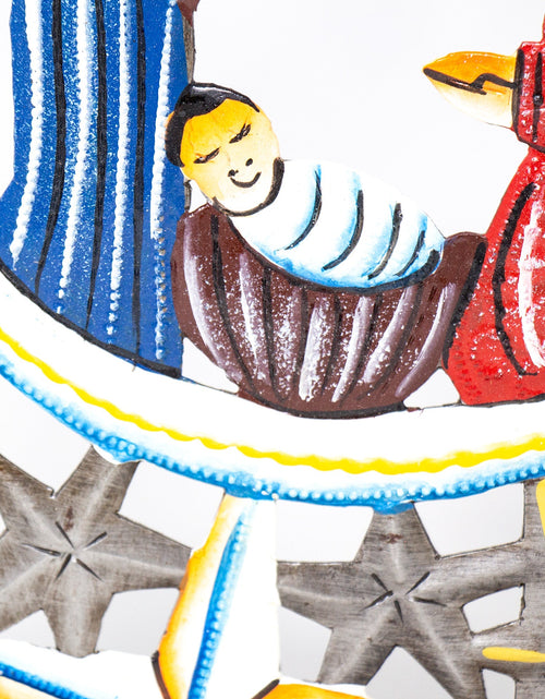 Load image into Gallery viewer, Tabletop Nativity Encased in Stars, Haitian Metal Drum Art by Global Crafts Wholesale
