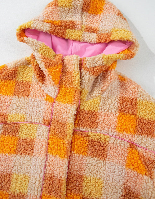 Load image into Gallery viewer, Checkered Long Sleeve Sherpa Hooded Jacket
