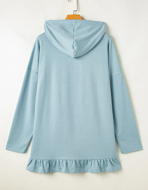 Load image into Gallery viewer, Drawstring Ruffled Dropped Shoulder Long Sleeve Hoodie
