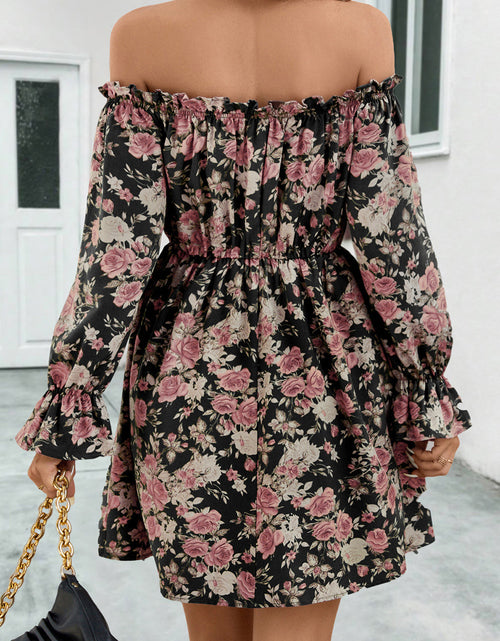 Load image into Gallery viewer, Floral Off-Shoulder Flounce Sleeve Dress
