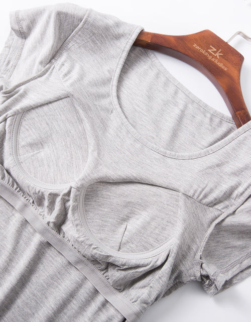 Load image into Gallery viewer, Round Neck Short Sleeve T-Shirt with Bra
