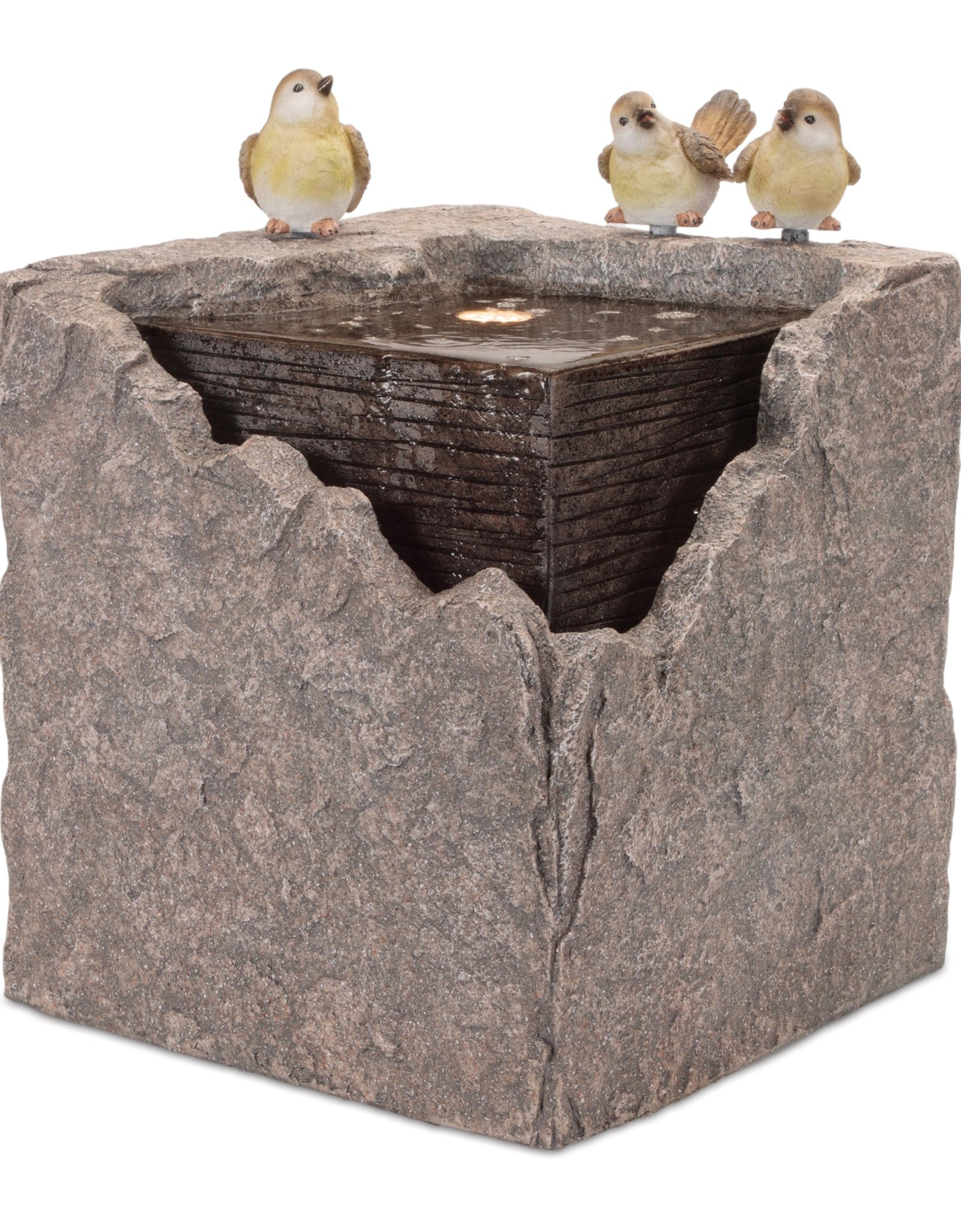 Bubbling Stone Fountain with Bird Accents 19"H