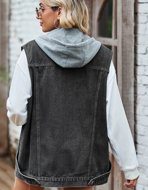 Load image into Gallery viewer, Button Up Sleeveless Denim Jacket with Pockets
