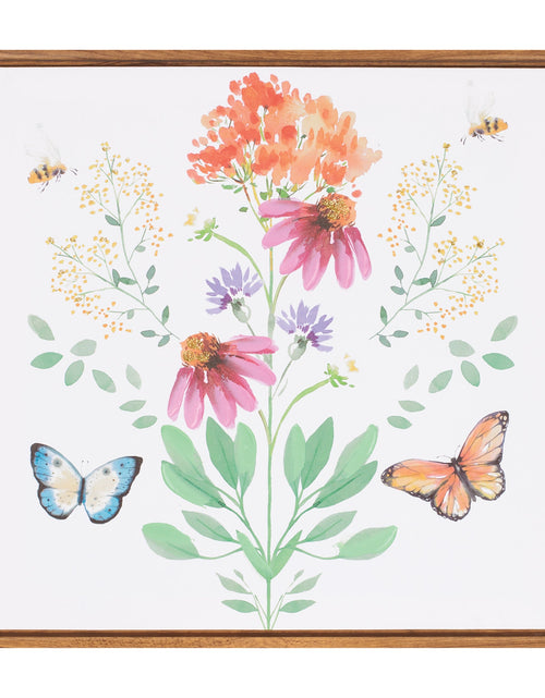 Load image into Gallery viewer, Framed Floral and Butterfly Wall Art 15.5"SQ
