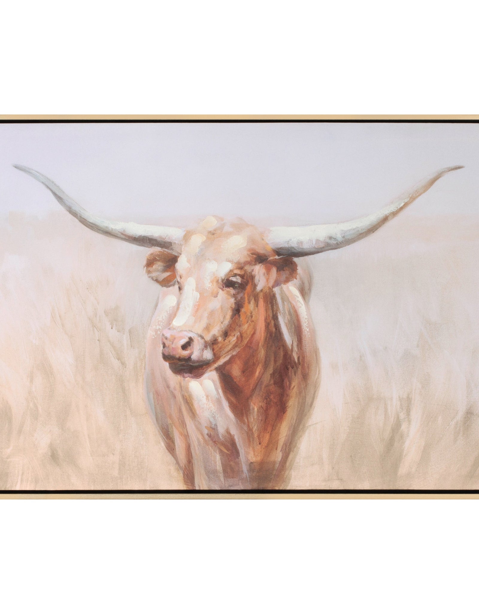 Framed Long Horn Cattle Wall Art 28"L