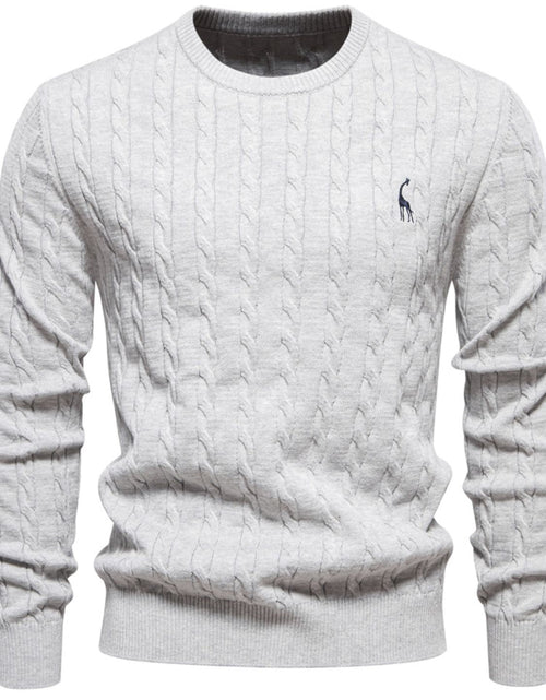 Load image into Gallery viewer, Men's Cable-Knit Round Neck Long Sleeve Sweater

