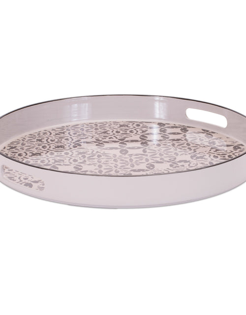 Load image into Gallery viewer, Round Ornate Geometric Print Tray 17.5"D
