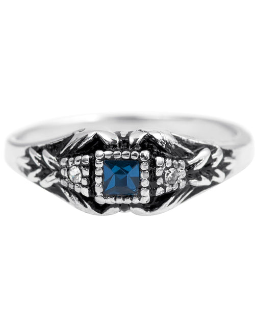 Load image into Gallery viewer, Vintage 1980's Ring Austrian Crystal 18k Antique YellwoWhite Gold Electroplated Made in the USA by PVD Vintage Jewelry
