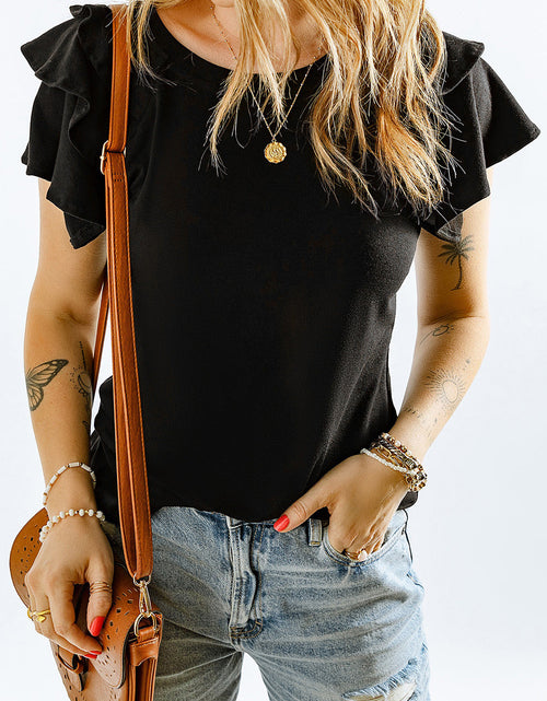 Load image into Gallery viewer, Layered Flutter Sleeve Round Neck Top
