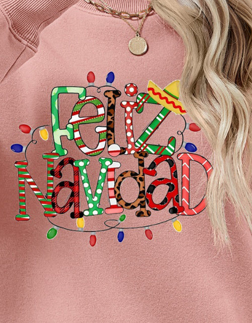 Load image into Gallery viewer, FELIZ NAVIDAD Round Neck Drop Shoulder Sweatshirt
