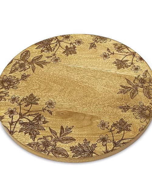 Load image into Gallery viewer, Floral Etched Mango Wood Tray
