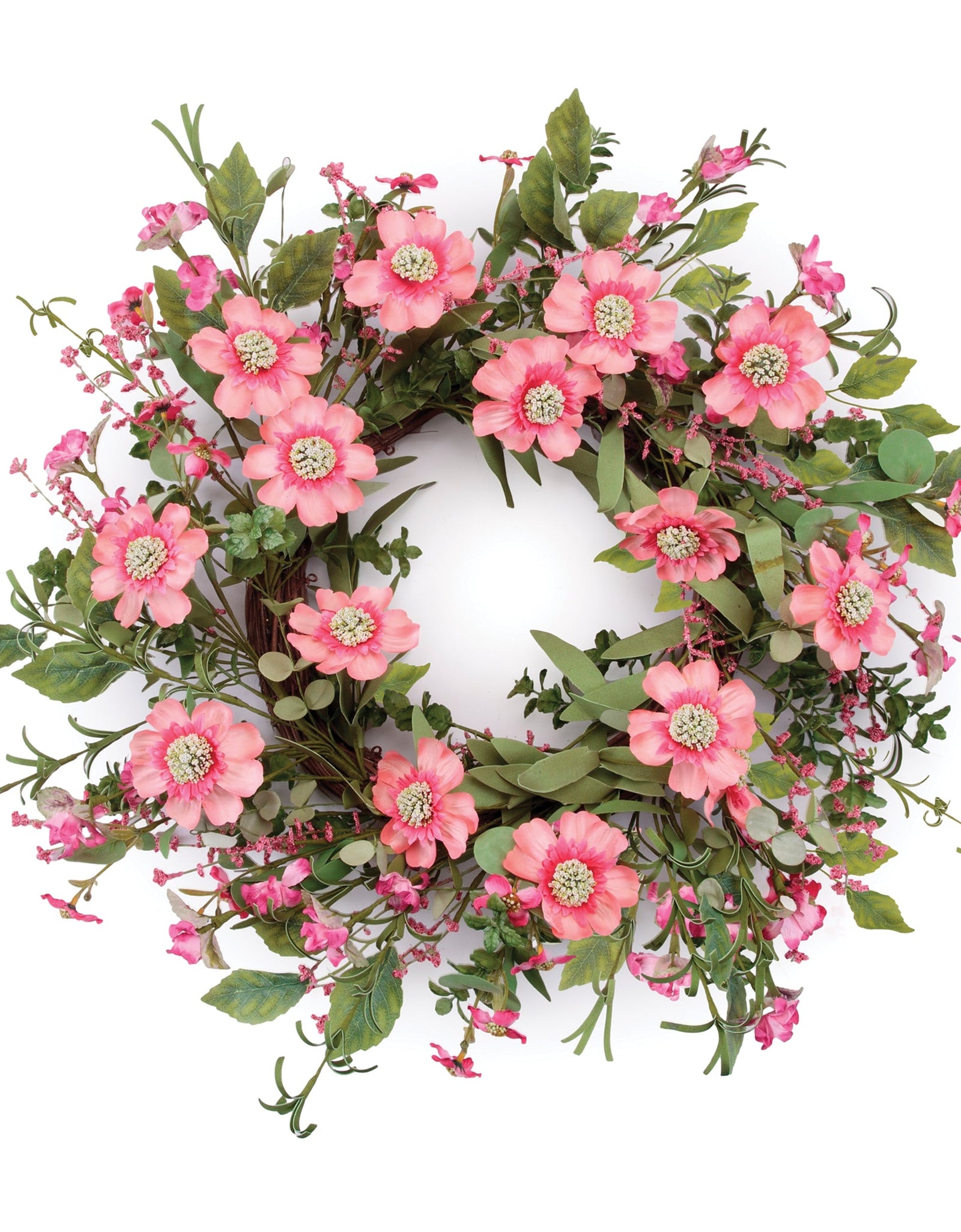Mixed Pincushion Floral Wreath 22"D