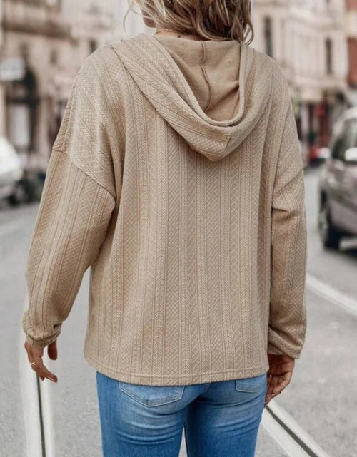 Load image into Gallery viewer, Drawstring Dropped Shoulder Long Sleeve Hoodie
