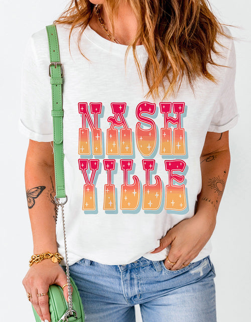 Load image into Gallery viewer, Letter Graphic Round Neck Short Sleeve T-Shirt

