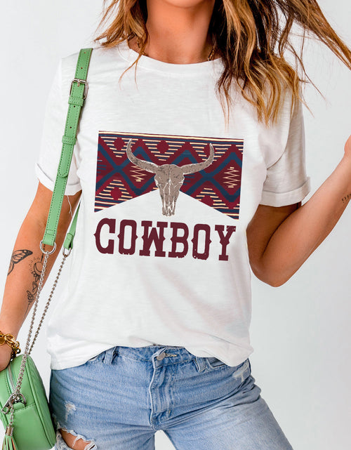 Load image into Gallery viewer, Graphic Round Neck Short Sleeve T-Shirt
