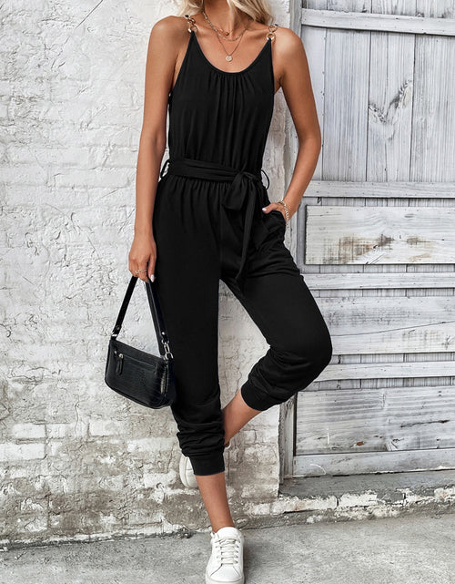 Load image into Gallery viewer, Scoop Neck Tie Waist Jumpsuit
