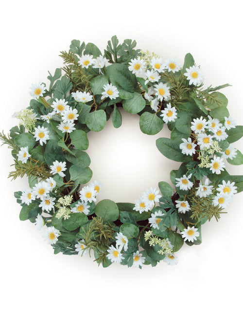 Load image into Gallery viewer, Mini Daisy and Foliage Wreath 22"D
