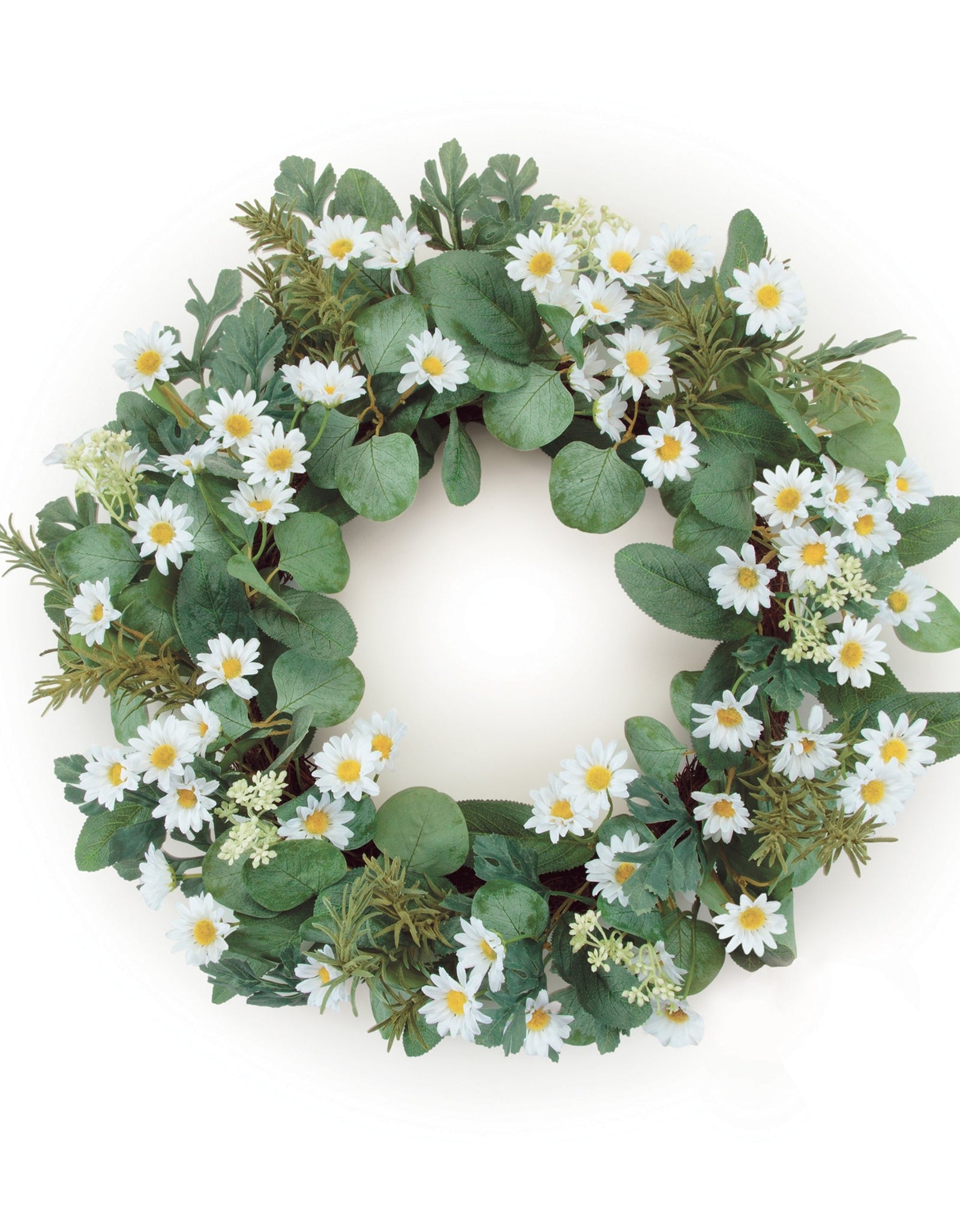 Mini Daisy and Foliage Wreath 22"D