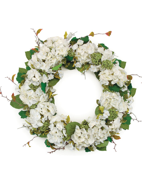 Load image into Gallery viewer, Hydrangea and Seedum Floral Wreath 32"D
