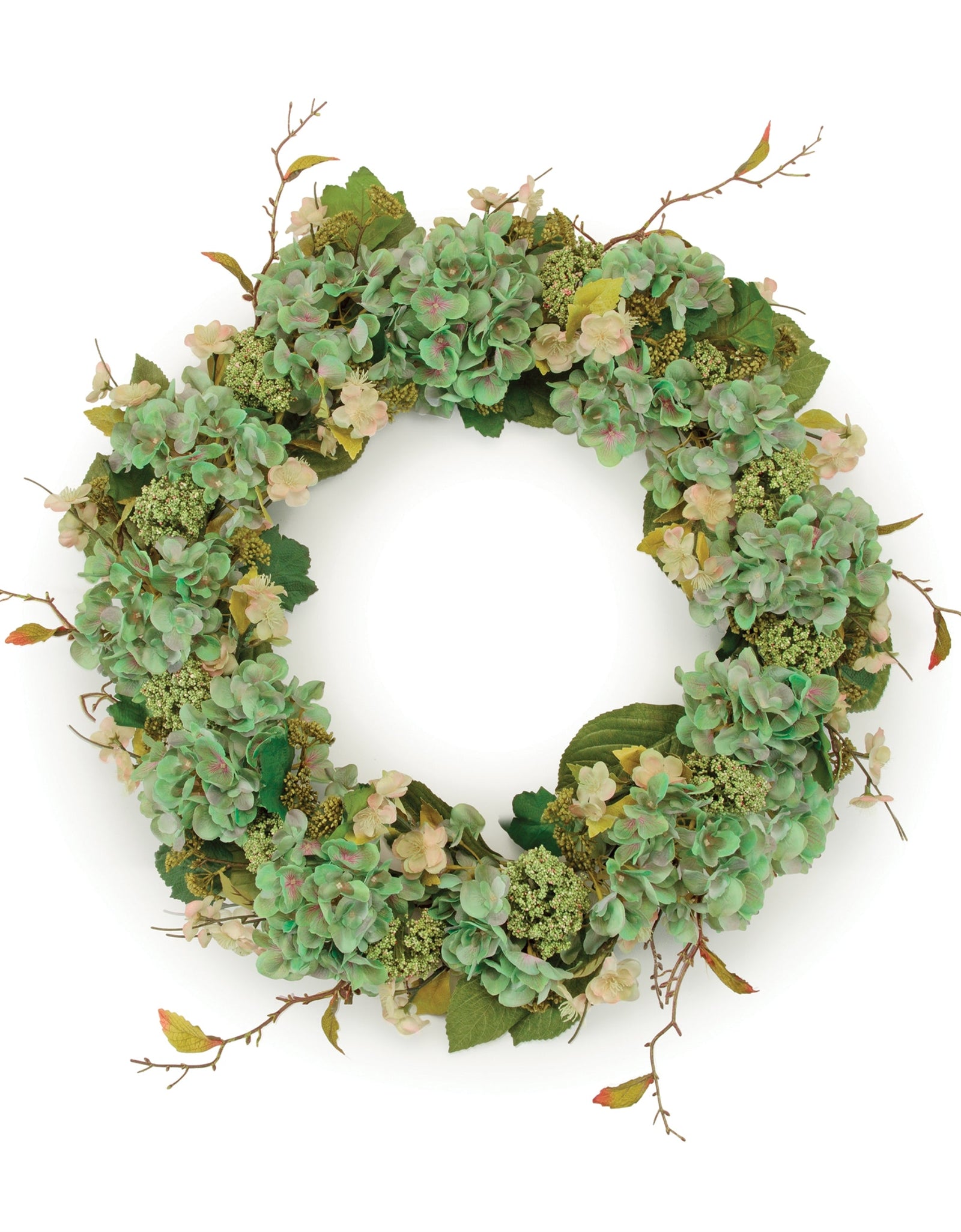 Hydrangea and Seedum Floral Wreath 32"D