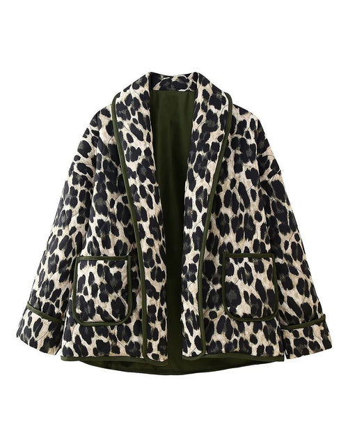 Load image into Gallery viewer, Leopard Open Front Long Sleeve Outerwear
