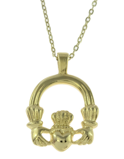 Load image into Gallery viewer, Vintage Claddagh Necklace 18k White Gold Electroplated Made in the USA by PVD Vintage Jewelry
