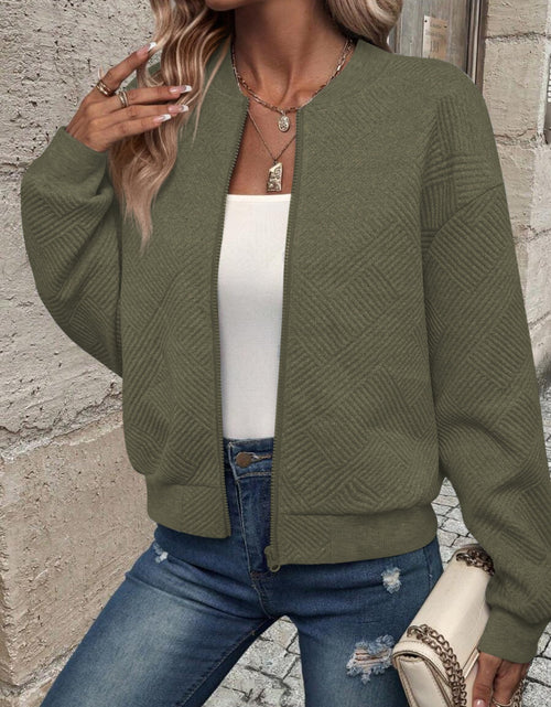 Load image into Gallery viewer, Textured Zip Up Long Sleeve Jacket
