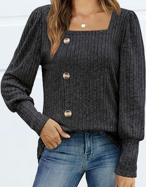 Load image into Gallery viewer, Decorative Button Square Neck Top
