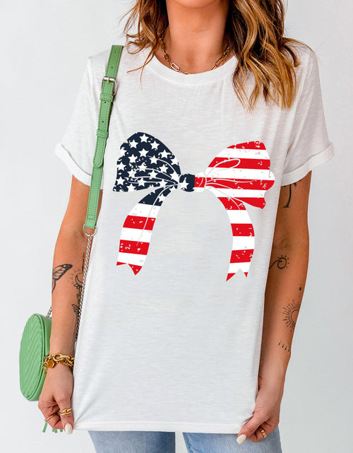 Load image into Gallery viewer, Bow Round Neck Short Sleeve T-Shirt
