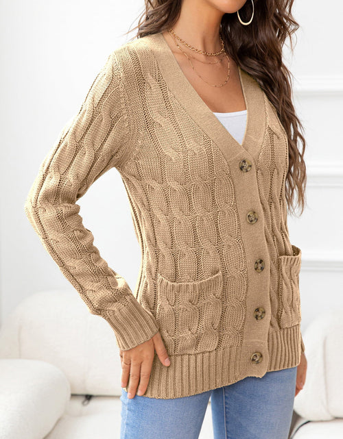 Load image into Gallery viewer, Button Down Cable-Knit Cardigan

