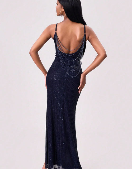 Load image into Gallery viewer, Split Sequin Backless Maxi Cami Dress
