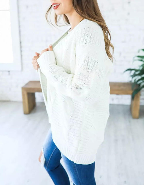 Load image into Gallery viewer, Cable-Knit Open Front Long Sleeve Cardigan
