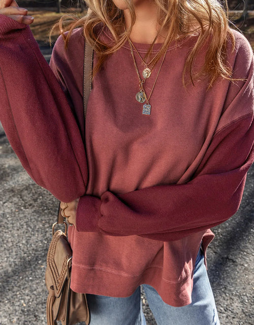 Load image into Gallery viewer, Contrast Round Neck Long Sleeve Sweatshirt
